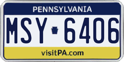 PA license plate MSY6406