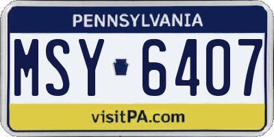 PA license plate MSY6407