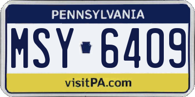 PA license plate MSY6409