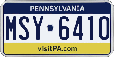 PA license plate MSY6410