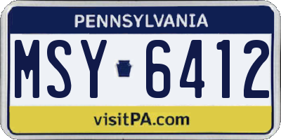 PA license plate MSY6412