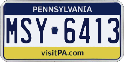 PA license plate MSY6413