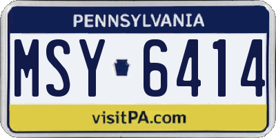 PA license plate MSY6414
