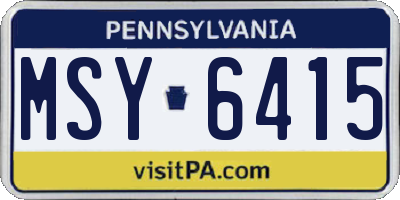 PA license plate MSY6415