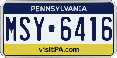 PA license plate MSY6416