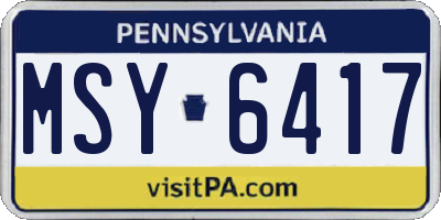 PA license plate MSY6417
