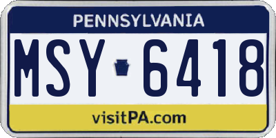 PA license plate MSY6418