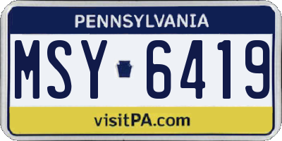 PA license plate MSY6419