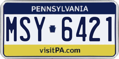 PA license plate MSY6421