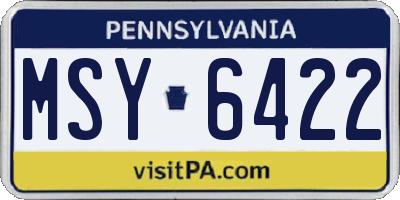 PA license plate MSY6422