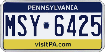 PA license plate MSY6425