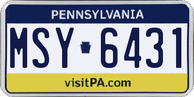 PA license plate MSY6431