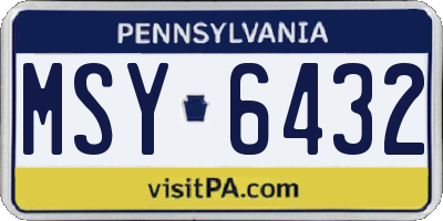 PA license plate MSY6432