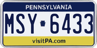 PA license plate MSY6433