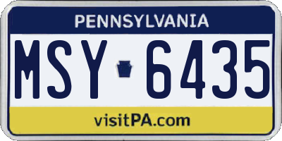 PA license plate MSY6435