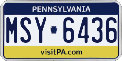 PA license plate MSY6436
