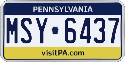 PA license plate MSY6437