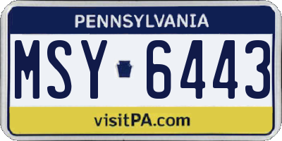 PA license plate MSY6443