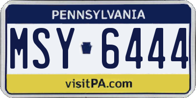 PA license plate MSY6444