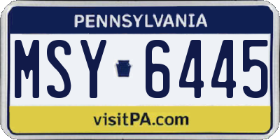 PA license plate MSY6445