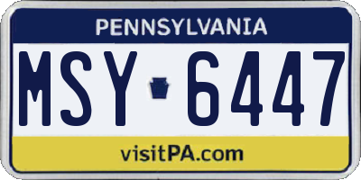 PA license plate MSY6447