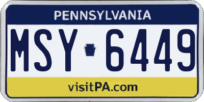 PA license plate MSY6449