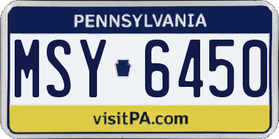 PA license plate MSY6450