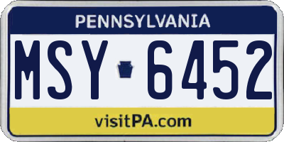 PA license plate MSY6452