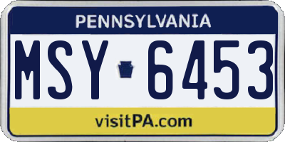 PA license plate MSY6453