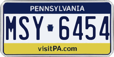 PA license plate MSY6454
