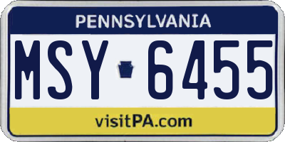 PA license plate MSY6455