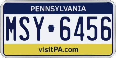 PA license plate MSY6456