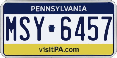 PA license plate MSY6457