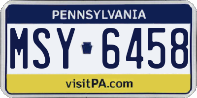 PA license plate MSY6458