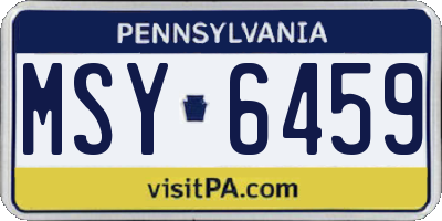 PA license plate MSY6459