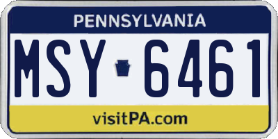 PA license plate MSY6461