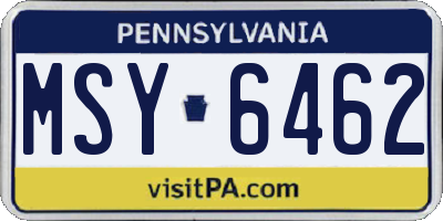 PA license plate MSY6462
