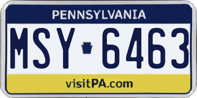 PA license plate MSY6463