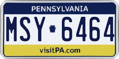 PA license plate MSY6464
