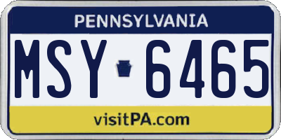PA license plate MSY6465