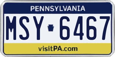 PA license plate MSY6467