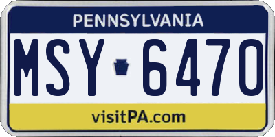 PA license plate MSY6470