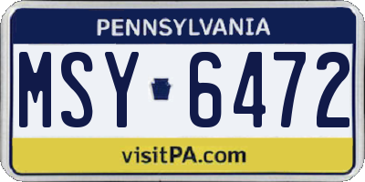 PA license plate MSY6472