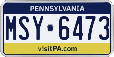 PA license plate MSY6473