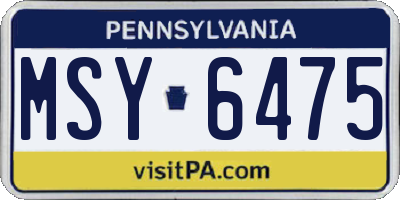 PA license plate MSY6475