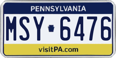 PA license plate MSY6476