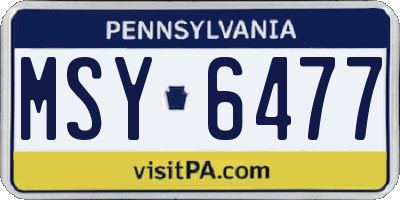 PA license plate MSY6477