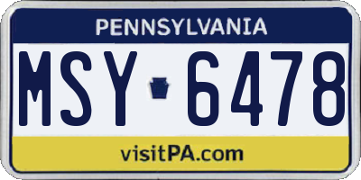 PA license plate MSY6478