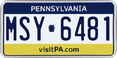 PA license plate MSY6481