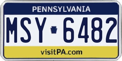 PA license plate MSY6482